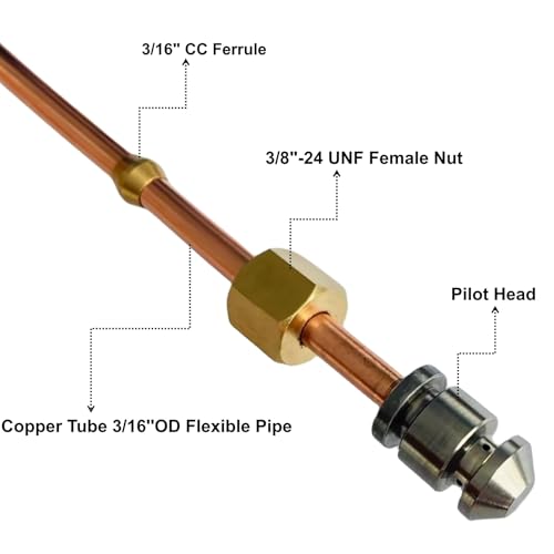 3/16" OD x 25.6" Bendable Copper Pilot Tube w/ 2065643 Pilot Valve - color: 3/16" x 20" Copper Range Pilot Tube with Single Valve