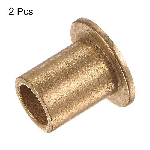 HARFINGTON 2pcs Flange Bearing Sleeve 10mm Bore 14mm OD 20mm Length 2mm Flange Thickness Bronze Bushing Self Lubricating Bushings Sleeve for Industrial Equipment - size: 10mm x 14mm x 20mm