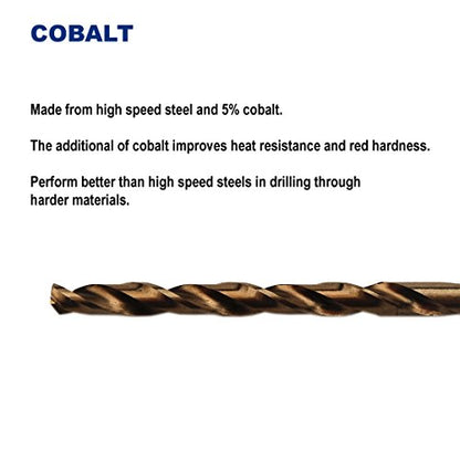 7/64-Inch Cobalt Steel M35 Jobber Length Twist Drill Bits, Pack of 12 - size: 7/64 in