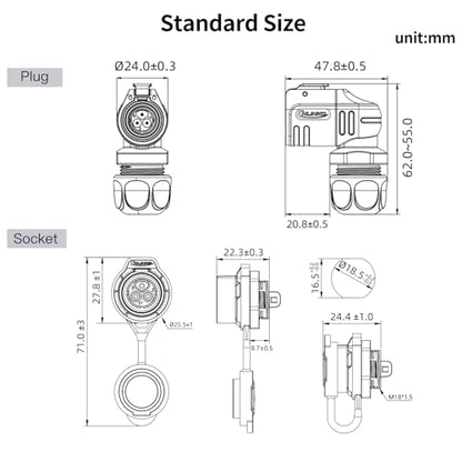 CNLINKO LP-16 3 Pin Right Angle IP68 Waterproof Connector Screw Assembly - style: Single-Hole Socket