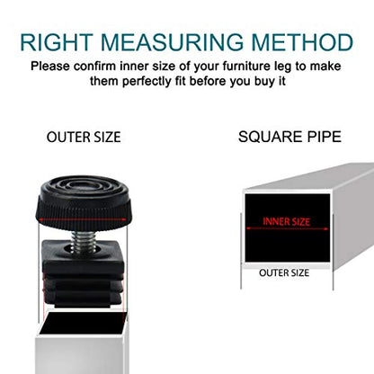 uxcell Leveling Feet 25 x 25mm Square Insert Furniture Adjustable Leveler 4 Sets