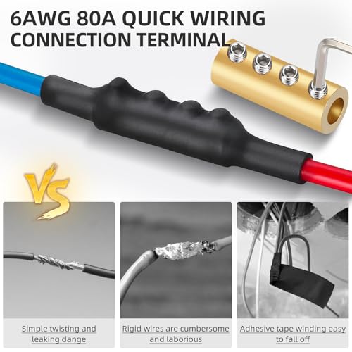 10PCS 6-10AWG 6 8 10 Gauge Wire Butt Connector 4Nut Splice Kit Brass - color: 6AWG-80Amp-4Nuts, size: 10