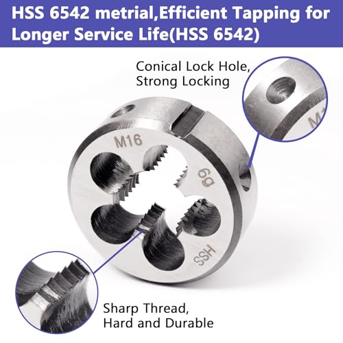 ATOPLEE HSS 6542 M16 X 2.0 Tap and Die Set, Right Hand Machine Thread Tap Die Set (M16 X 2.0) - size: M16 X 2.0