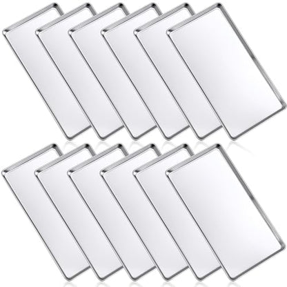 Mimorou 12 Pcs Stainless Steel Baking Sheet Cookie Pans, 13 x 6.7 Inch - size: 13 x 6.7 inches