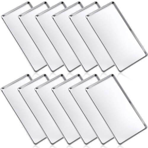 Mimorou 12 Pcs Stainless Steel Baking Sheet Cookie Pans, 13 x 6.7 Inch - size: 13 x 6.7 inches