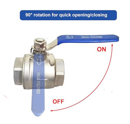 Full Port Ball Valve 1" NPT Heavy Duty Stainless Steel 304 For Water,Oil and Gas with Blue Handles（1000WOG） - size: 1"NPT, style: pack of 1