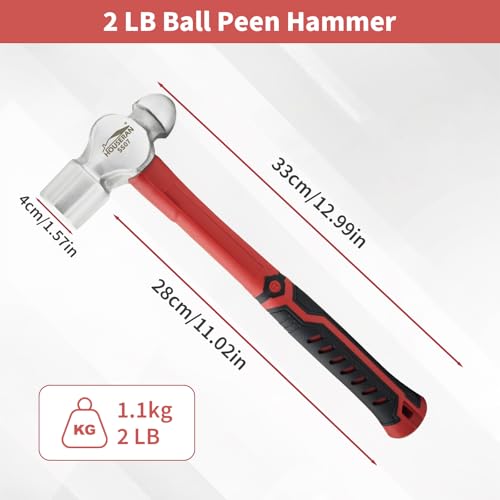 2 Lb Ball Peen Hammer, Big Ball Pin Hammers, Metal Mechanic Hammer