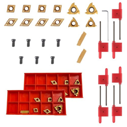 1/2" 12mm 14Pcs Carbide Lathe Inserts for Turning & Boring - color: 14pcs Lathe Inserts