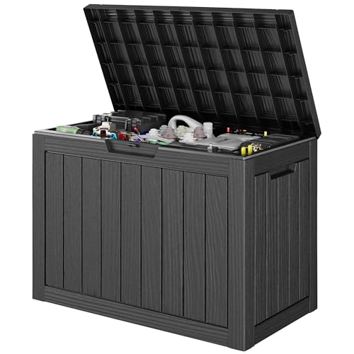 Outdoor Storage Waterproof Deck Box for Patio (45 Gallon, Black) - color: Black, size: 45 Gallon