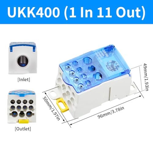 DIN Rail Distribution Box,690V 400A Positions Screw Terminal Block Junction Box Breaker Box Circuit Breaker Distribution Box for Various Power Distribution Needs (Blue, 400A) - color: Blue, size: 400A