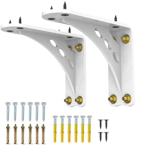 6 x 5 in White Heavy Duty Floating Shelf Brackets, Holds 1000lb - color: White Max Load 1000 Lbs, size: 6IN×5IN