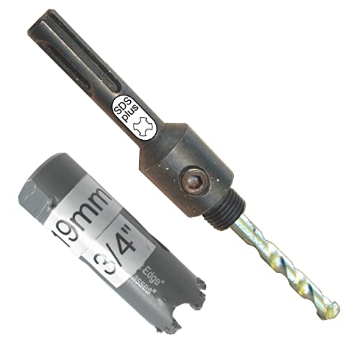 3/4" Hole Saw for Brick and Concrete Inc SDS Hole Saw Arbor and Pilot Drill TCT Drills Into Masonry Go Through Hard Materials Use Hammer Setting and Regular for Fiberglass Plaster Marble and Slate - size: 19mm (3/4in), style: Brick HoleSaw+SDS Arbor