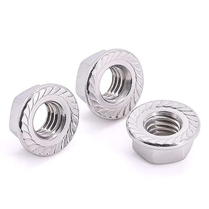 1/2-13 (20 Pcs) Serrated Flange Hex Nuts, 304 Stainless Steel 18/8 Hexagon Head Flange Nuts, Coarse Machine Thread - size: 1/2"-13