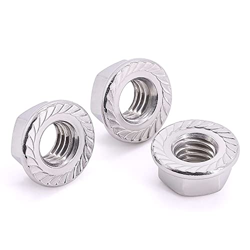 1/2-13 (20 Pcs) Serrated Flange Hex Nuts, 304 Stainless Steel 18/8 Hexagon Head Flange Nuts, Coarse Machine Thread - size: 1/2"-13