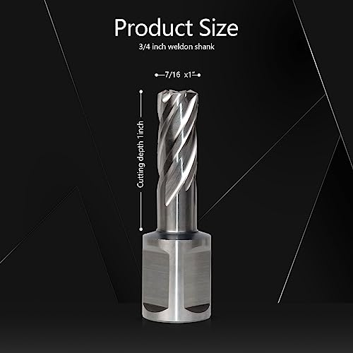 Luckyway 7/16 Inch Diameter x 1 Inch Depth of Cut Cyclone High Speed Steel Annular Cutter, 3/4 Inch Weldon Shank - style: 7/16 Inch Diameter x 1 Inch Depth