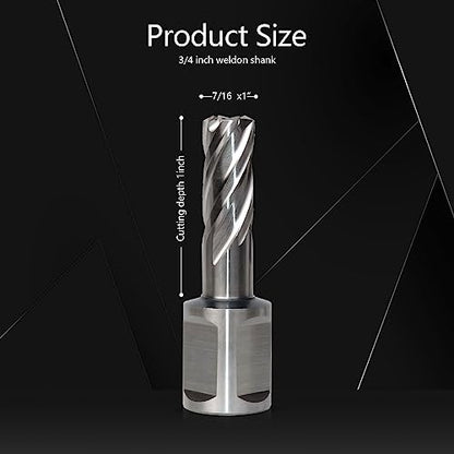 Luckyway 7/16 Inch Diameter x 1 Inch Depth of Cut Cyclone High Speed Steel Annular Cutter, 3/4 Inch Weldon Shank - style: 7/16 Inch Diameter x 1 Inch Depth