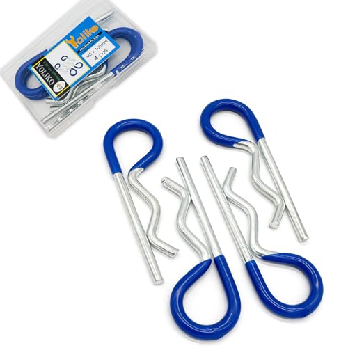 4 Pcs Heavy Duty Hitch Pins Clip R Clips Spring Retaining Wire Hair Pins Cotter Pin Strong Spring Rubber-Coated Grip R Clip for Trailer Tractors Mower Carts Truck Pin Clip M5x100mm - size: Rubber-Coated M5X100mm-4P