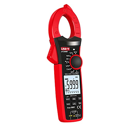 UNI-T Digital Clamp Meter UT208B Inrush Current AC/DC 1000A TRMS HVAC Volt Amp Ohm Meter Clamp On Multimeter Auto Ranging 6000Counts Voltage Frequency LPF ACV Capacitance Duty Cycle Temperature Tester - size: UT208B