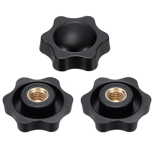 HARFINGTON Star Knob M10 Female Thread 38mm Head Brass Insert Black 3pcs - color: Black, size: M10 x 38mm