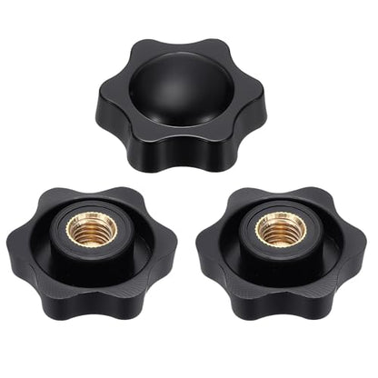 HARFINGTON Star Knob M10 Female Thread 38mm Head Brass Insert Black 3pcs - color: Black, size: M10 x 38mm