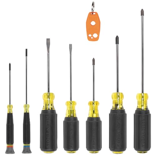 Klein Tools 85808 8-Piece Screwdriver Set, Made in USA, Precision Machined Tips, (4) Phillips, (3) Slotted, Magnetizer/Demagnetize