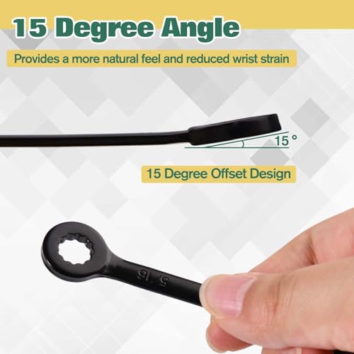 20PCS Mini Wrench Set Standard Metric and SAE 4mm-11mm & 5/32"-7/16" Open End and Box End Combination Wrench Set Super with Storage Roll Pouch and Key Rings, Black Electrophoretic Coating - size: SAE&Metric Set B