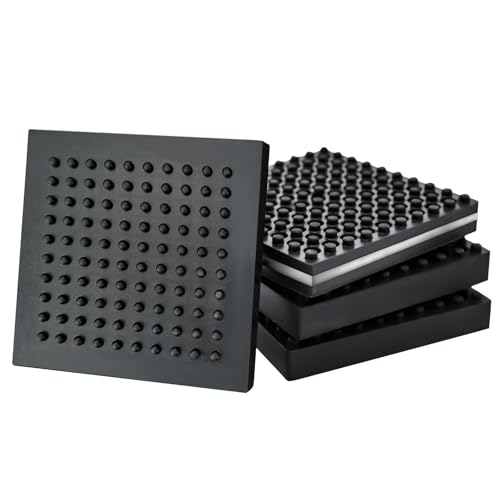 BXI Machine Anti Vibration Mats Heavy Duty - 4 x 4 x 0.8 Inches 4 Pcs Non Slip Noise Reduction Anti Vibration Mats, Thick Steel Embedded Rubber Pad for Air Compressor, Swamp Cooler, Generator, HVAC - size: 4''x 4'', 4 Pcs
