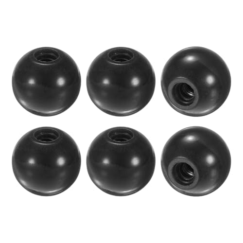 M METERXITY 6-Pack Threaded Ball Knobs, M8 Female Thread 30mm Dia. Thermoset Ball Knob for Lathe/Machine/Lawn Mowers, Round Phenolic Steel Insert Lever Handle [Black] - color: Black, size: M8x30mm