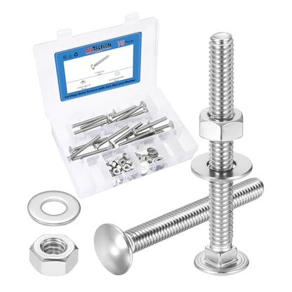 25Set 1/4"-20x2-1/2 Carriage Bolt 304SS - color: Silver, size: 1/4"-20x2-1/2