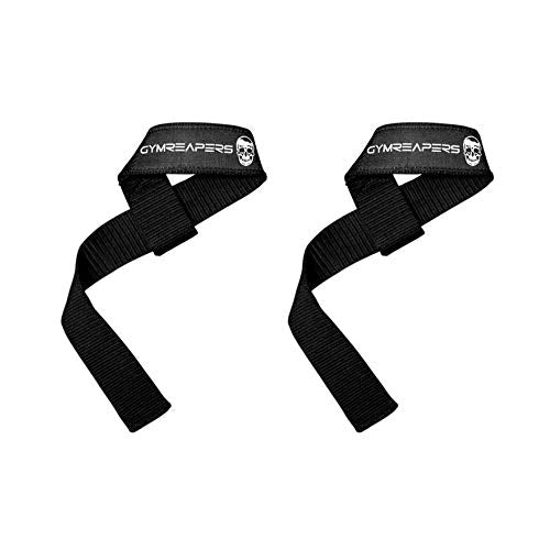 Gymreapers Lifting Wrist Straps for Weightlifting, Bodybuilding, Powerlifting, Strength Training, & Deadlifts - Padded Neoprene with 18" Cotton - color: Black/No Padding