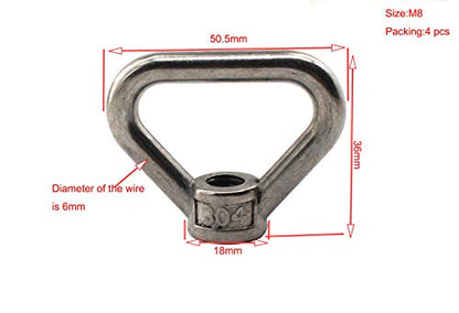 4 pcs of M8 304 Stainless Steel Heavy Duty Lifting Eye nut Triangle Shaped Screw Fastener