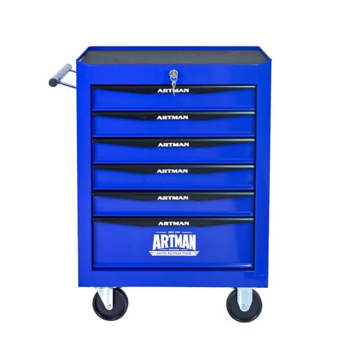 6-Drawer Steel Rolling Tool Cart with Wheels & Handle, Heavy-Duty Tool Chest Storage Cabinet for Garage and Workshop - color: Blue, size: 6-Drawer