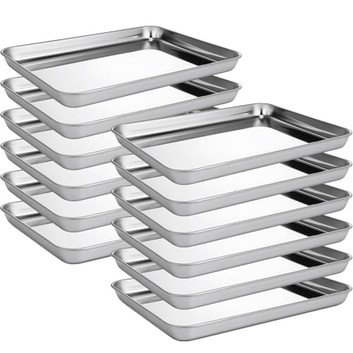 12 Pcs Metal Trays Stainless Steel Sheet Pan Baking Trays,12 X 9 X 1 Inch - size: 12 x 9 x 1 Inch