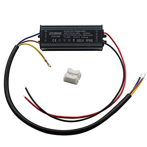Aluminium IP66 50W LED Driver 1350mA (Constant Current Output) / DC 26-36V (Voltage Output) / AC 100-265V (Input votage) Waterproof Power Supply Lighting Transformer Drivers Ballast - size: 50W