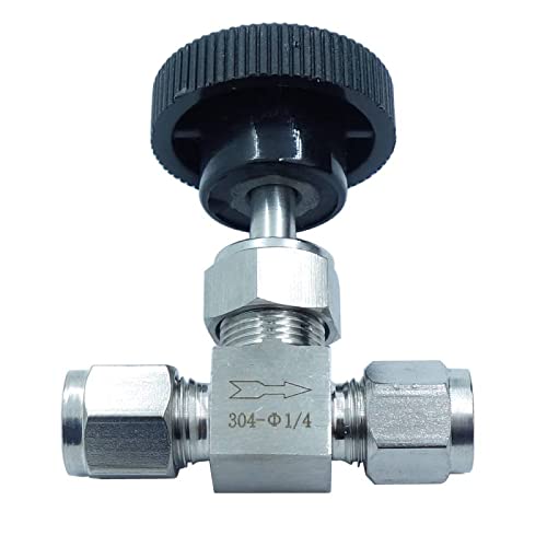 Stainless Steel 304 Instrument Gas Needle Valve 1/4inchTube OD Double Ferrule Compression Fitting 1000 Psi SS304 1/4inch OD - size: SS304 1/4" OD