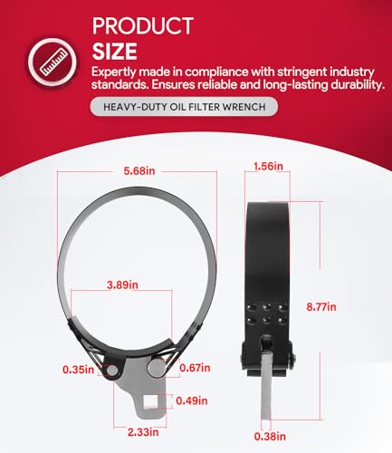 sixcow 2322D Heavy-Duty Oil Filter Wrench, 5-1/4" to 5-3/4", Use with 1/2" Square Drive, Air Dryer Diesel Truck Large Oil Filter Wrench