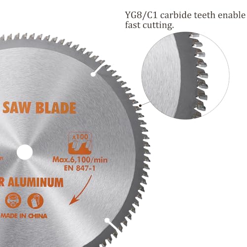 Circular Saw Blade - [10-inch x 100 Teeth x 5/8-inch Arbor] Circular Cutting Blade with 5/8" to 3/8" Washer Adapter for Woodworking Plastic Use, 0.102-inch Kerf - size: 10-inch x 100T