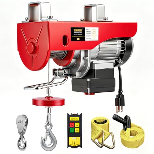 Electric Hoist 440LBS Wireless Remote, Single/Double Cable, Winch with Emergency Stop - style: 440LBS Wireless