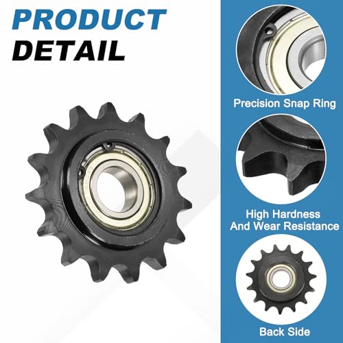 uxcell 2Pcs #50 Roller Chain Idler Sprocket, 20mm Bore 5/8" Pitch 15 Tooth - size: 20mm Bore 5/8" Pitch 15 Tooth