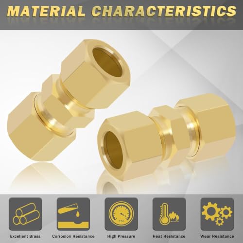 5/8" OD x 5/8" OD Brass Compression Union Fitting, 2 Pack Straight Tube Coupling Adapter with 4 Compression Ferrules for Ice Maker Water Plumbing - size: 2Pcs-5/8" Union