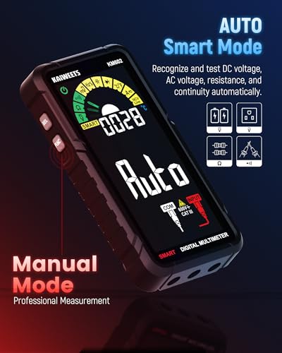 KAIWEETS Smart Multimeter Rechargeable Electrical Tester with Auto Ranging Digital Voltmeter Measures Voltage Current Resistance Continuity Capacitance Temperature Frequency NCV 6000 Counts TRMS - size: KM602 Full-Screen Smart Multimeter