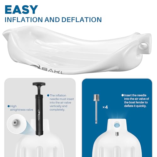 4 Pack 8.5 x 27 Inches Boat Fenders Bumpers for Docking - color: Polar White