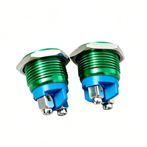 Gebildet 2pcs 16mm 3A/12V 24V 36 DC 110V 250VAC 1NO SPST Momentary Push Button Switch IP65 waterproof Aluminium Alloy Shell Screw Terminal (Green Shell) - size: 16mm-Green