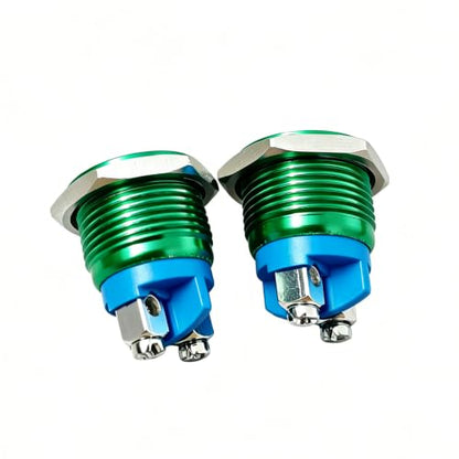 Gebildet 2pcs 16mm 3A/12V 24V 36 DC 110V 250VAC 1NO SPST Momentary Push Button Switch IP65 waterproof Aluminium Alloy Shell Screw Terminal (Green Shell) - size: 16mm-Green