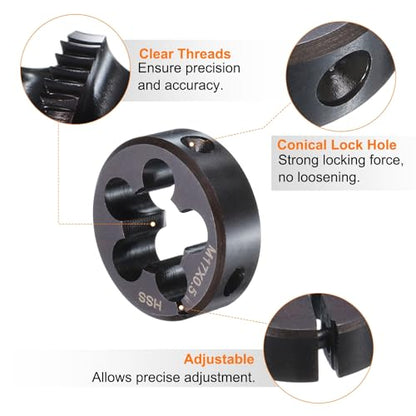 HARFINGTON Round Threading Die M17 x 0.5 Metric Thread 38mm OD Adjustable Right Hand High-Speed Steel (HSS) Round Die Screw Thread Cutting Die for Thread Repair - size: M17 x 0.5