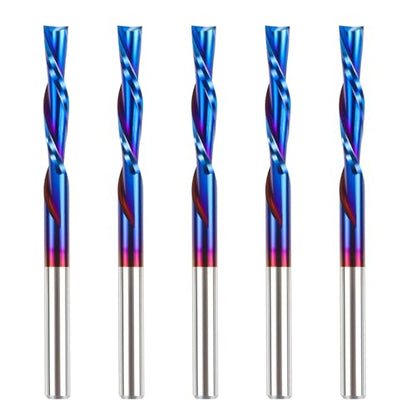 HQMaster Downcut Bit 1/8" Shank Down Cut Spiral CNC Router Bits End Mill Tungsten Carbide Milling Cutter Set 5 Pack (1/8" Cutting Diameter) - size: 1/8 in