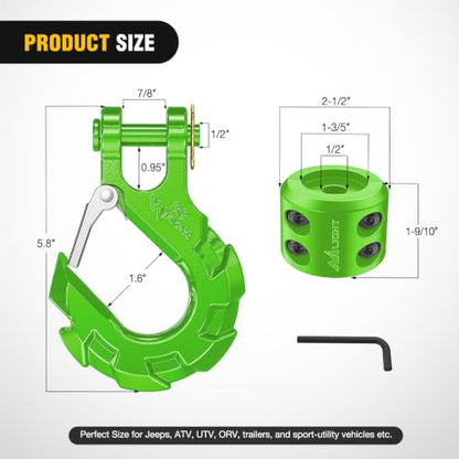 Nilight 3/8-Inch Forged Steel Winch Hook with Cable Hook Stopper - color: Green