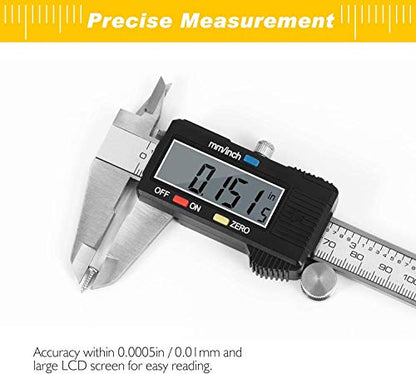 Adoric Digital Caliper, Electronic Digital Caliper Stainless Steel Body with Large LCD Screen | 0-6 Inches | Inch/Millimeter Conversion - color: Silver, size: 6"