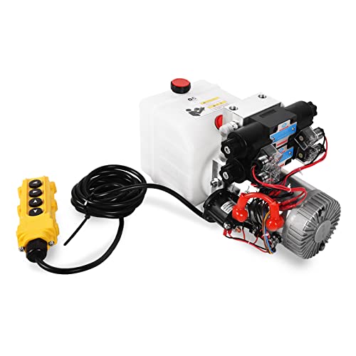 Hydraulic Power Unit Double Acting Hydraulic Pump 4.5 Quart Reservoir 12V DC Double Solenoid Dump Trailer Pump Electric Hydraulic Pump for Dump Trailer Car Lifting - color: White-Plastic, size: Double Acting + 4.5 Quart