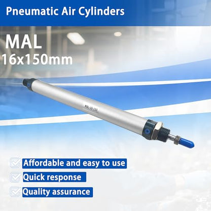 CG WEITENG Pneumatic Mini Pneumatic Cylinder MAL Single Rod Aluminum Double Acting Pneumatic Cylinder 16mm Bore 150mm Stroke(MAL16x150) - color: MAL-16 mm, size: 150 mm